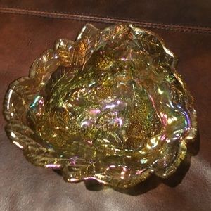 Indiana Carnival Glass Candy Dish Vintage Gold